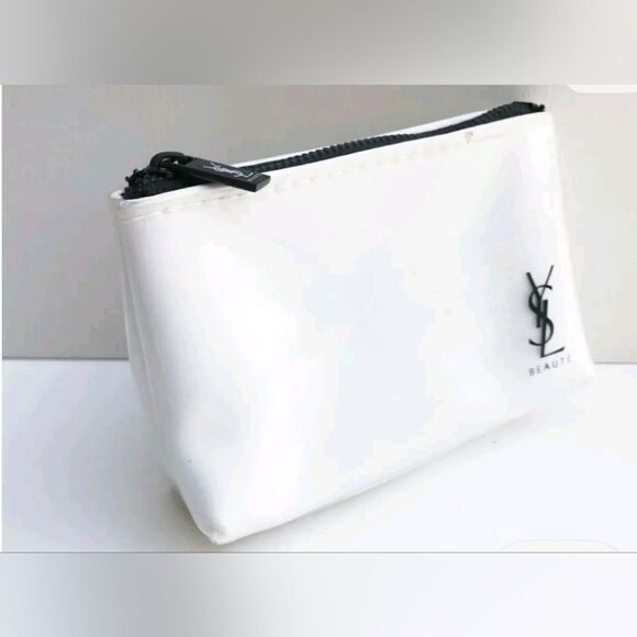 YSL Beauty Waterproof White Makeup Cosmetic Bag/Pouch/Clutch Small Zip 5.5"×8.5" - Picture 4 of 7